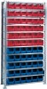 Steck-Grundregal H2000xB1000xT300mm 12 Böden Sichtlagerk. 30xMK4 blau 36xMK4 rot
