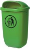 Abfallbehälter 50l Ku. grün H.395xB.250xT.650mm m.Regenhaube