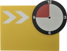 Warnschild Polystyrol m. Aufdruck gelb m. verstellbarer Uhr