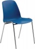 Stapelstuhl Sitzschale Kunststoff taubenblau Gestell Chrom Rundrohr D.18mm