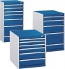 Schubladenschrank H1200xB1050xT750mm 2x75/200 1x100 3x150 grau/blau 200kg