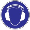 Schild Gehörschutz benutzen D.200mm Kunststoff blau/weiß
