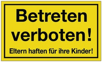 Schild Betreten verboten B.300xH.200mm Kunststoff gelb/schwarz