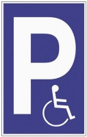 Schild Parken für Behinderte B.250xH.400mm Kunststoff blau/weiß