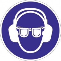 Folie Gehör-/Augenschutz benutzen D.200mm blau/weiß praxisbewährt