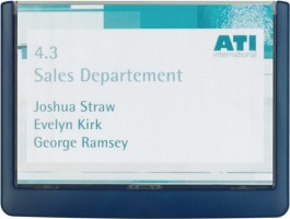Türschild ABS B.149xH.105,5mm Sichtfenster Acryl Rücken blau