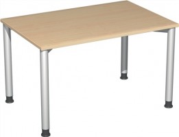 Schreibtisch H680-800xB1200xT800mm gerade Form Ahorn m.Rundrohr-Gestell D.60mm