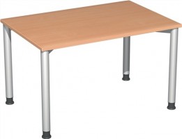 Schreibtisch H680-800xB1200xT800mm gerade Form Buche m.Rundrohr-Gestell D.60mm