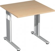 Schreibtisch H680-820xB800xT800mm gerade Form Ahorn mit C-Fuß Gestell silber