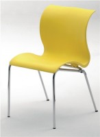 Schalenstuhl Sitzschale Kunststoff gelb Gestell Chrom Rundrohr D.18mm