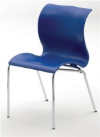 Schalenstuhl Sitzschale Kunststoff dunkelblau Gestell Chrom Rundrohr D.18mm