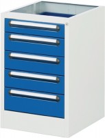 Schubladenschrank 755x490x600mm f. Arbeitsstische 1x90 3x120 1x150mm grau/blau