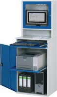 Computerschrank H1770xB650xT520mm stationär Monitorgehäuse T250mm grau/blau