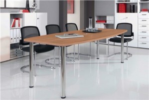 Konferenztisch H720-740xB2200xT1030 mm verchr. Tischfüße Tischplatte Nussbaum
