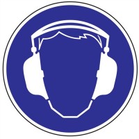 Folie Gehörschutz benutzen D.200mm blau/weiß selbstklebend