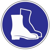 Schild Fußschutz benutzen D.200mm Kunststoff blau/weiß