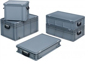 Kunststoffkoffer 34l PP m.2Griffen L600xB400xH183mm grau stapelbar