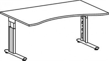 Schreibtisch H680-820xB1800xT1000/800mm ergonomisch Ahorn m.C-Fuß Gestell silber