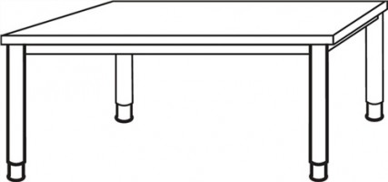 Schreibtisch B1600x T800B800xH680/760 gerade Form grau Rundrohr-Gestell D.60