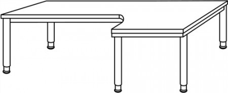 Schreibtisch B2000xT1200/800xH680/760mm Winkelform grau Rundrohr-Gestell D.60