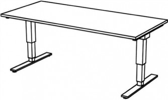 Schreibtisch B1800xT1000xH620-1270 Gestell silber,Platte weiß elektr. höhenver.
