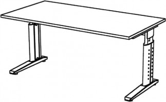 Schreibtisch B1600xT800xH680/860mm gerade Form weiß
