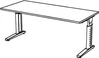 Schreibtisch B1800xT800xH680/860mm gerade Form lichtgrau