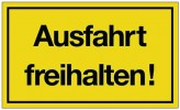 Schild Ausfahrt freihalten B.250xH.150mm Kunststoff gelb/schwarz