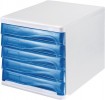 Ablagebox mit 5 Schubladen Ku.grau/Front blau H245xB265xT340mm stapelbar