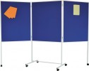 Moderationswand Tafelfläche 1xB1000xH1200/2xB900xH1200mm Textil/Whiteboard blau