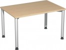 Schreibtisch H680-800xB1200xT800mm gerade Form Ahorn m.Rundrohr-Gestell D.60mm