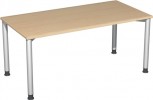Schreibtisch H680-800xB1600xT800mm gerade Form Ahorn m.Rundrohr-Gestell D.60mm
