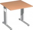 Schreibtisch H680-820xB800xT800mm gerade Form Buche mit C-Fuß Gestell silber