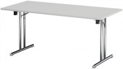 Klapptisch L1400xBx700xH725 Kufen Gerade Platte grau S.25mm Gestell verchromt