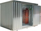 Gasflaschencontainer B3050xT2170xH2250mm mit Bodenrahmen verz./montiert