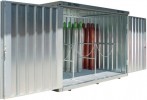 Gasflaschencontainer B3050xT2170xH2250 m.Bodenrahmen verz./montiert m.Doppeltür