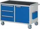 Werkstattwagen H795xB1145xT650mm Metallablage 3 Schubladen 1 Tür grau/enzianblau