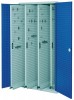 Vertikalschrank H1950xB1000xT600mm 4 Auszüge mit Lochplattentüren grau/blau