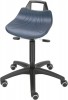 Drehhocker Sitz PU-Schaum blau mit Rollen