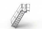 Treppe 10 Stufen m.Geländer Stufen-B.800mm Neigung 45 Grad max. Höhe 2080 mm