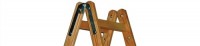 Sprossenstehleiter Holz 2x12Sprossen 2seitig Leiter-L.3460mm m.Si.-Kette