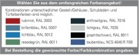 Sechseck-Werbank 6 Gehäuse B600xT695 2x100 2x150 1x200 anthr./blau 40mm Buche