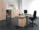Schreibtisch H680-820xB1800xT1000/800mm ergonomisch Buche m.C-Fuß Gestell silber