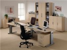 Schreibtisch H680-820xB800xT800mm gerade Form Buche mit C-Fuß Gestell silber
