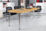Konferenztisch H720-740xB2200xT1030 mm verchr. Tischfüße Tischplatte Buche