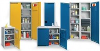 Umweltschrank m.2 Wannen 10l m.Belüftung H900xB500xT500mm enzianblau/lichtgrau