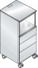 Kühlschrank-Caddy Kühlschrank 50l Inhalt fahrbar 3 Schubl. RAL9006 weißaluminium