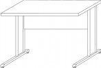 Schreibtisch B1200xT800xH735mm mit C-Füßen, alpinweiß