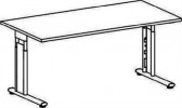 Schreibtisch H680-820xB800xT800mm gerade Form Ahorn mit C-Fuß Gestell silber