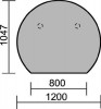 Anbautisch H680-820xB1200xT1047mm runde Form lichtgrau Gestell silber